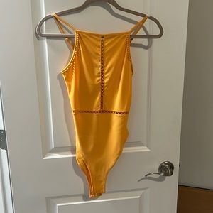 Canary yellow cut out detail bodysuit